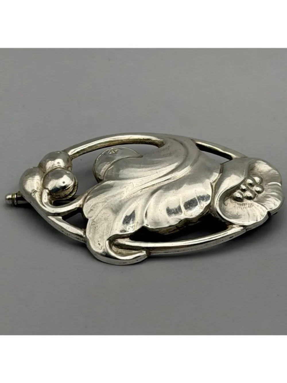 Evald Nielsen Grapes Brooch Skønvirke Denmark Sterling Silver Art Nouveau Pin